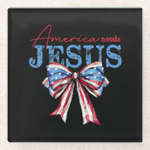 Amerika heeft Jezus nodig Christelijke Amerikaanse Glazen Onderzetter