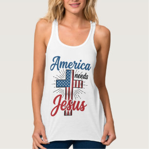 Amerika heeft Jezus nodig Patriottisch kruis shirt