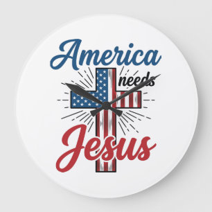 Amerika heeft Jezus nodig Patriottisch kruis shirt Grote Klok