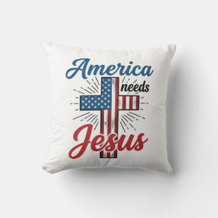 Amerika heeft Jezus nodig Patriottisch kruis shirt Kussen