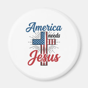 Amerika heeft Jezus nodig Patriottisch kruis shirt Magneet