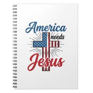 Amerika heeft Jezus nodig Patriottisch kruis shirt Notitieboek