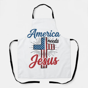 Amerika heeft Jezus nodig Patriottisch kruis shirt Schort