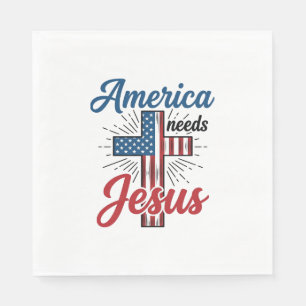 Amerika heeft Jezus nodig Patriottisch kruis shirt Servet