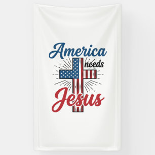 Amerika heeft Jezus nodig Patriottisch kruis shirt Spandoek