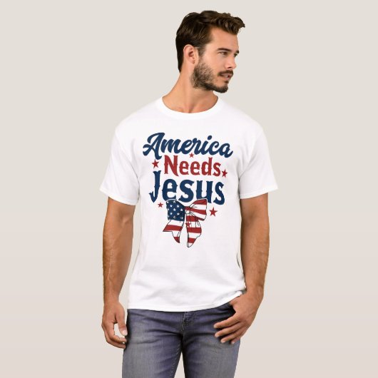 Amerika heeft Jezus nodig T-shirt (Voorkant volledig)