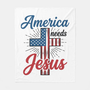 Amerika heeft Jezus Patriottisch Kruis Shirt Ontwe Fleece Deken