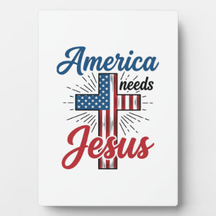 Amerika heeft Jezus Patriottisch Kruis Shirt Ontwe Fotoplaat
