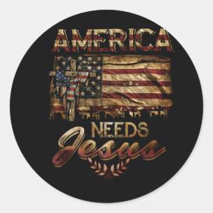 Amerika heeft Jezus Patriottische Amerikaanse vlag Ronde Sticker