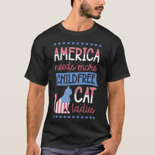 Amerika heeft meer kinderloze kat dames kinderloos t-shirt