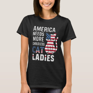 Amerika heeft meer kinderloze kat dames kinderloos t-shirt
