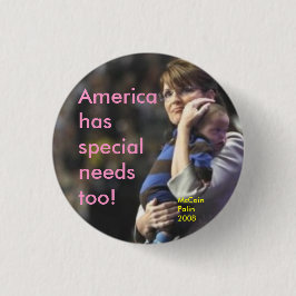Amerika heeft ook speciale behoeften: McCain/Pali Ronde Button 3,2 Cm