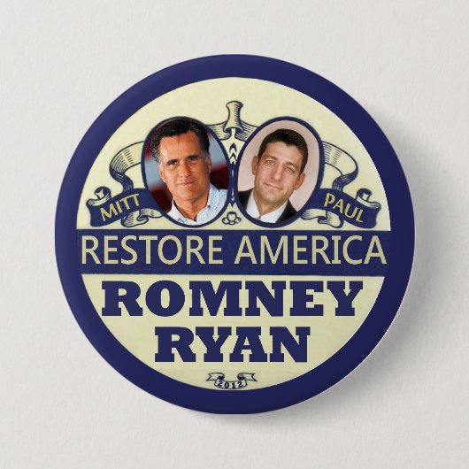 Amerika herstellen: Romney & Ryan Ronde Button 7,6 Cm (Voorkant)