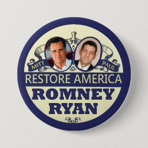 Amerika herstellen: Romney & Ryan Ronde Button 7,6 Cm