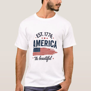 Amerika Het Mooi Vintage Patriottische Vlag Typog T-shirt