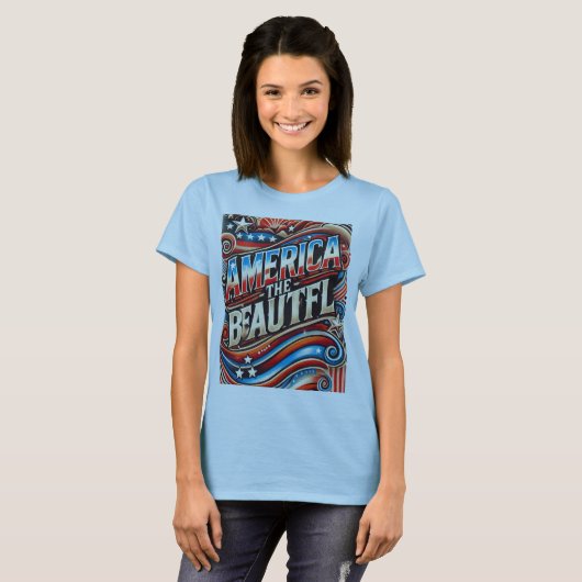 Amerika het mooie t-shirt (Voorkant volledig)