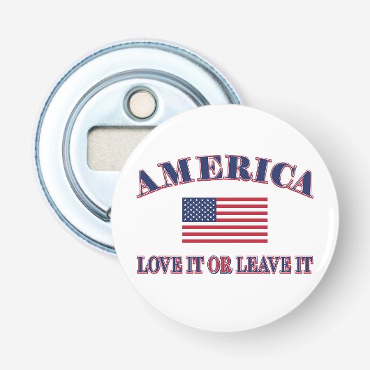 Amerika: hou het leuk of verlaat het button flesopener (Voorkant)