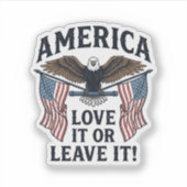 Amerika Houd Ervan Of Verlaat Het Patriottische Ad Sticker (Voorkant)