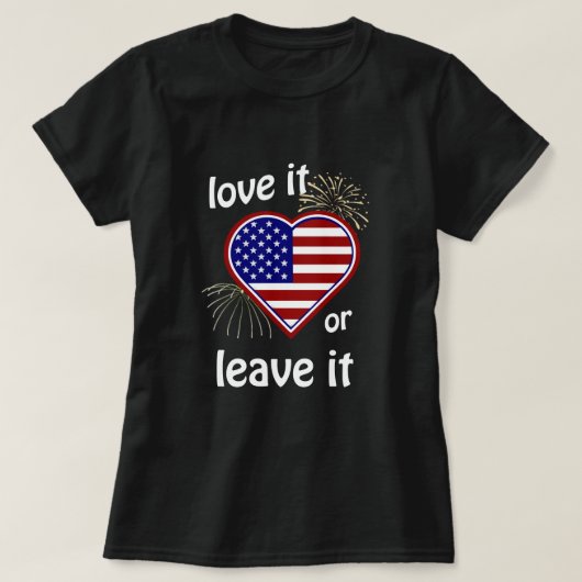 Amerika houdt ervan of laat het Hart Flag achter T-shirt (Design voorkant)