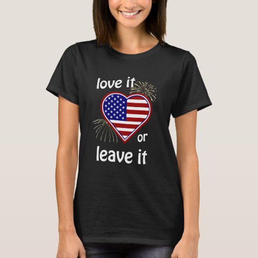 Amerika houdt ervan of laat het Hart Flag achter T-shirt (Voorkant)