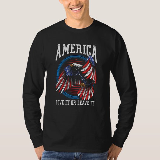 Amerika houdt ervan of laat ons Eagle Proud Americ T-shirt (Voorkant)