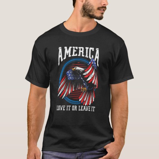 Amerika houdt ervan of laat ons Eagle Proud Americ T-shirt (Voorkant)