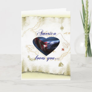 Amerika houdt van je-Valentijn voor soldaten Feestdagen Kaart