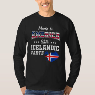 Amerika IJslandse Onderdelen IJsland Kaart VS Vlag T-shirt