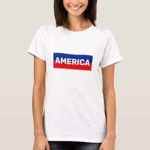Amerika in Blauwe en Rode Stripes T-Shirt