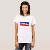 Amerika in Blauwe en Rode Stripes T-Shirt (Voorkant volledig)