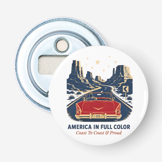 Amerika In Kleur Flesopener Button Flesopener (Voorkant)