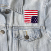 Amerika in nood onderaan vlag vierkante button 5,1 cm (In situ)