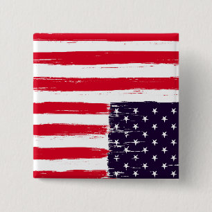 Amerika in nood onderaan vlag vierkante button 5,1 cm