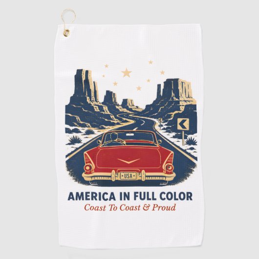 Amerika In Volle Kleur Golfhanddoek (Voorkant)