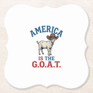 Amerika Is De G.O.A.T Patriottische Geit Cowboy Sh Kartonnen Onderzetters