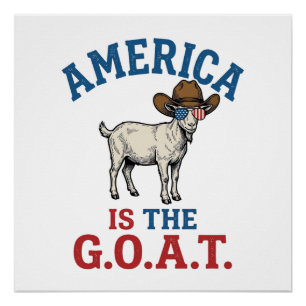 Amerika Is De G.O.A.T Patriottische Geit Cowboy Sh Perfect Poster