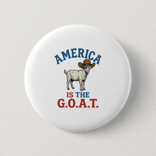 Amerika Is De G.O.A.T Patriottische Geit Cowboy Sh Ronde Button 5,7 Cm