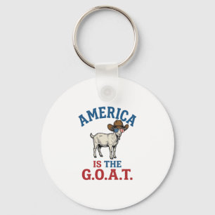 Amerika Is De G.O.A.T Patriottische Geit Cowboy Sh Sleutelhanger