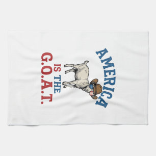 Amerika Is De G.O.A.T Patriottische Geit Cowboy Sh Theedoek