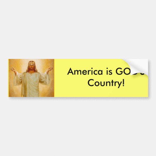 Amerika is het land van GOD! Bumpersticker (Voorkant)