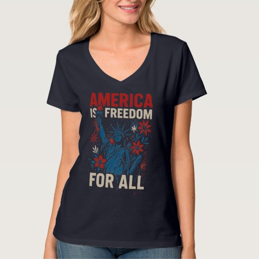 Amerika is vrijheid voor iedereen – De patriottisc T-shirt (Voorkant)