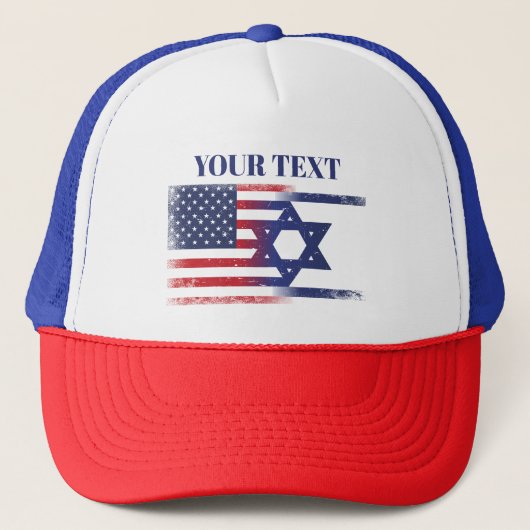 Amerika Israël Vlag Trucker Pet (Voorkant)
