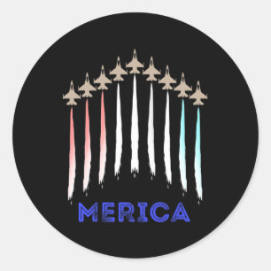 Amerika Jet Flag Trump Patriot Veteraan Gift Ronde Sticker