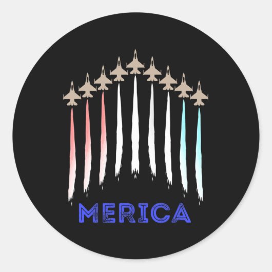 Amerika Jet Flag Trump Patriot Veteraan Gift Ronde Sticker (Voorkant)