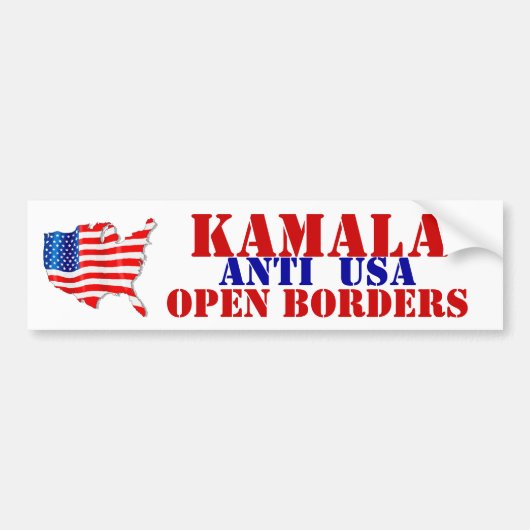 AMERIKA KAMALA'S OPEN GRENS TEGEN DE VS! Vlag Bumpersticker (Voorkant)