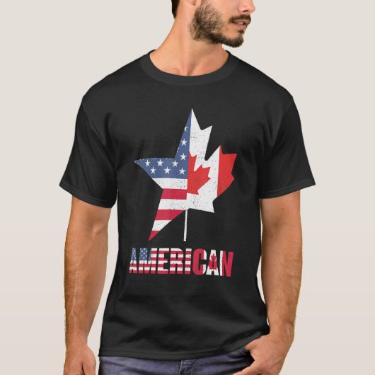 Amerika kan VS Canada Flag Pride vakantiereizen ku T-shirt (Voorkant)