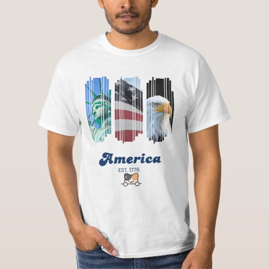 Amerika & kat ontwerp T-shirt (Voorkant)