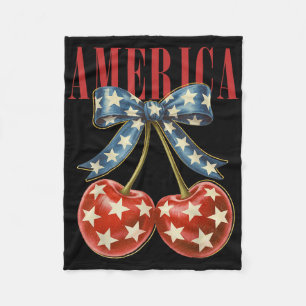 Amerika Kersen Amerikaanse Vlag 4 juli Kers Fleece Deken
