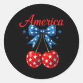 Amerika kerst Amerikaanse vlag 4 juli kersen Ronde Sticker (Voorkant)