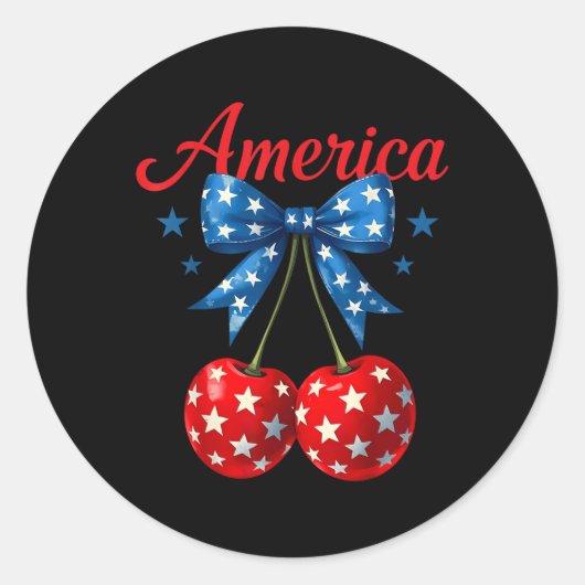 Amerika kerst Amerikaanse vlag 4 juli kersen Ronde Sticker (Voorkant)